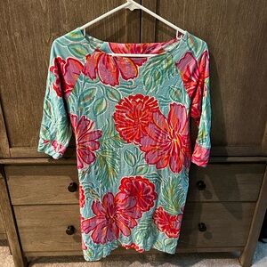 Floral Print Dress with 3/4 Sleeves